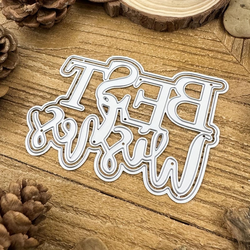 LZBRDY Best Wishes Words Embossing Metal Cutting Dies for Card Making & Scrapbooking, Birthday Thanksgiving Christmas Craft Die Cuts Stencil - Image 4